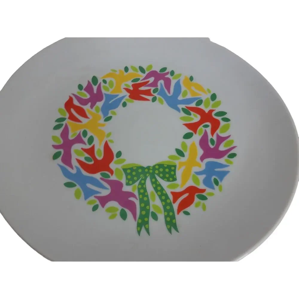 Vintage Toscany Greetings Dove Wreath Serving Platter Cake Plate 12